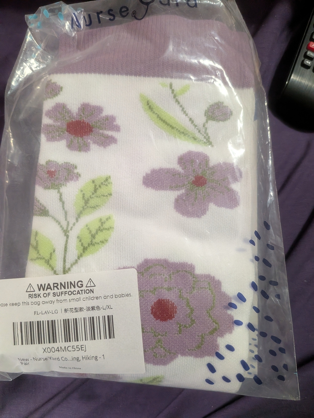 Nurse Yard Floral Purple & White Compression Socks